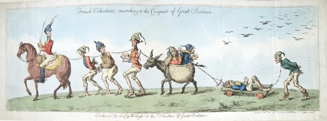 Französische Freiwillige, marschieren zur Eroberung Großbritanniens, veröffentlicht von Hannah Humphrey im Jahr 1799
